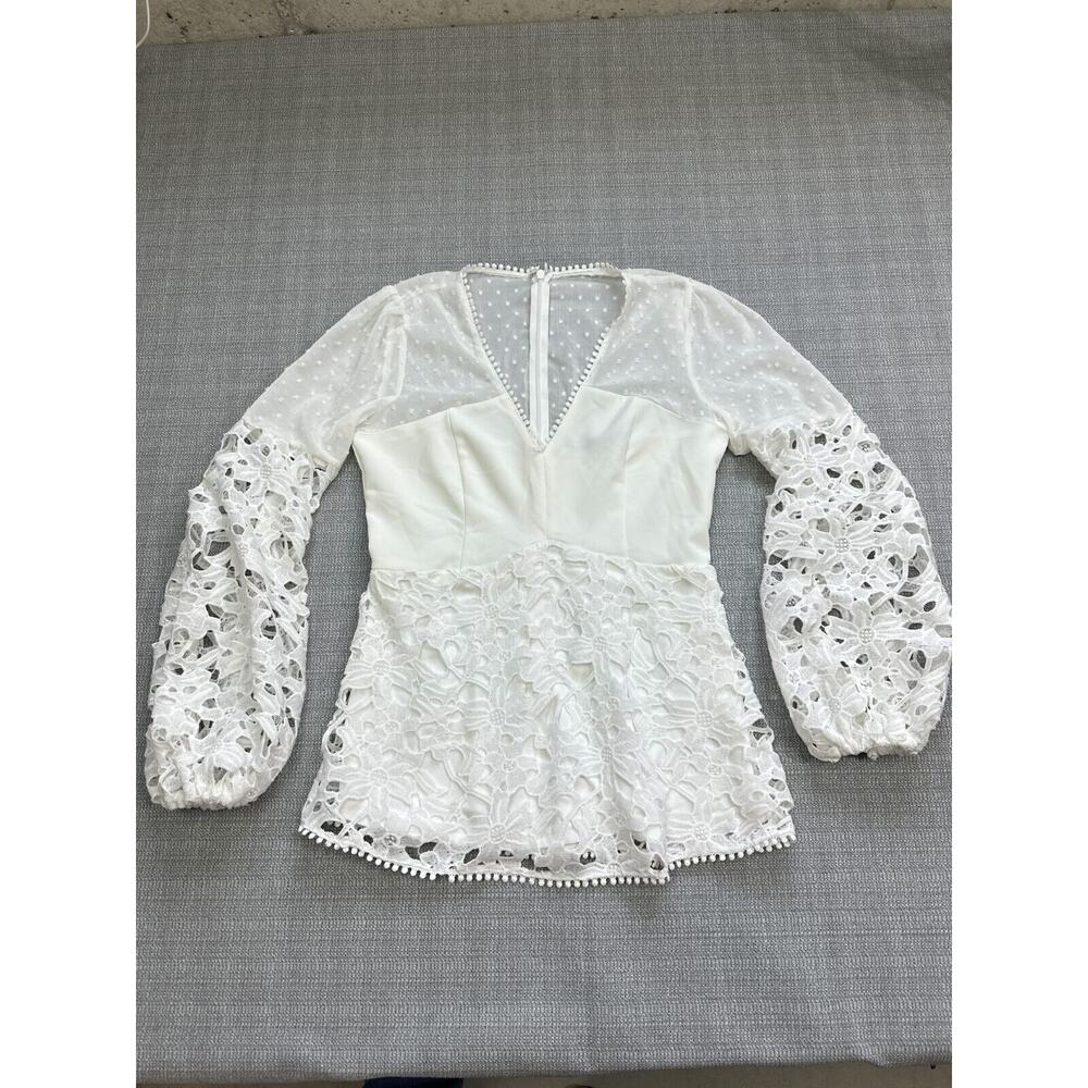 INA Top Womens XS White‎ Crochet Romantic Feminine Delicate Fairycore Whimsical